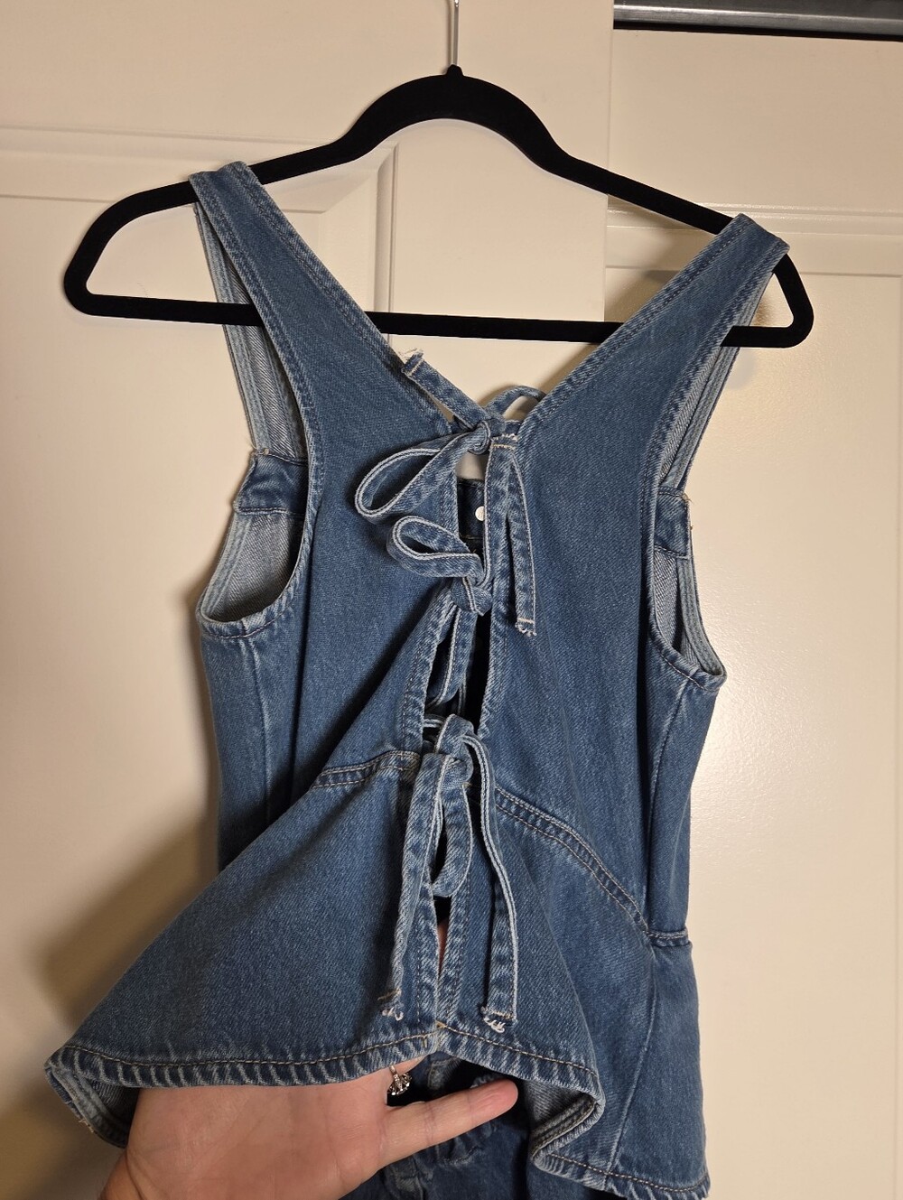 We The Free Hazel Jumpsuit Denim Blue Jean Jumper Open Back Sleeveless Small - Picture 5 of 12